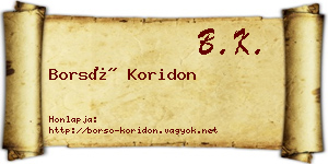 Borsó Koridon névjegykártya